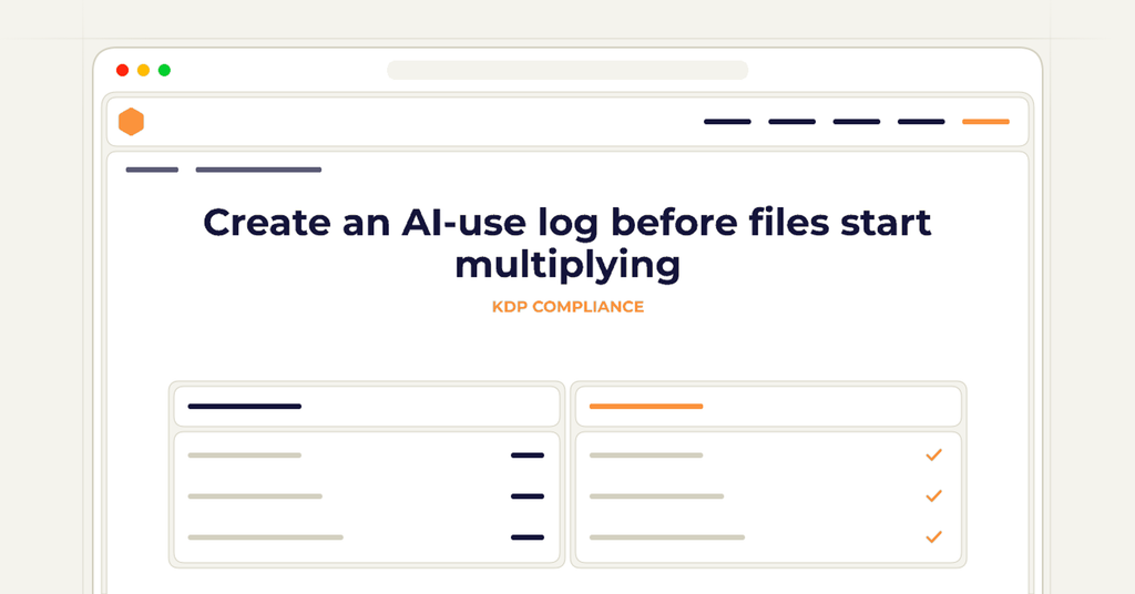 Symbolic publishing workflow for create an ai-use log before files start multiplying