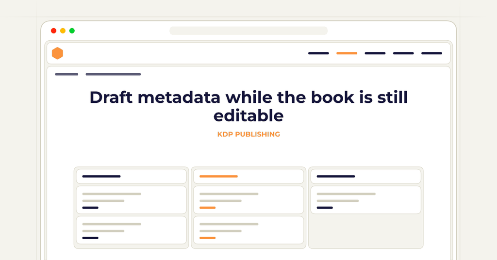 Symbolic review checklist for draft metadata while the book is still editable