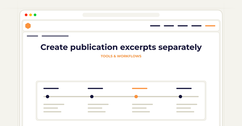 Symbolic review checklist for create publication excerpts separately
