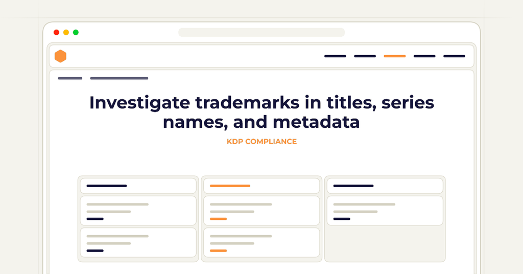 Symbolic review checklist for investigate trademarks in titles, series names, and metadata