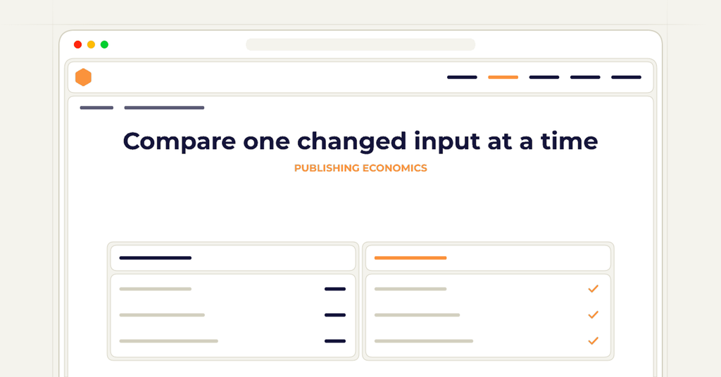 Symbolic publishing workflow for compare one changed input at a time
