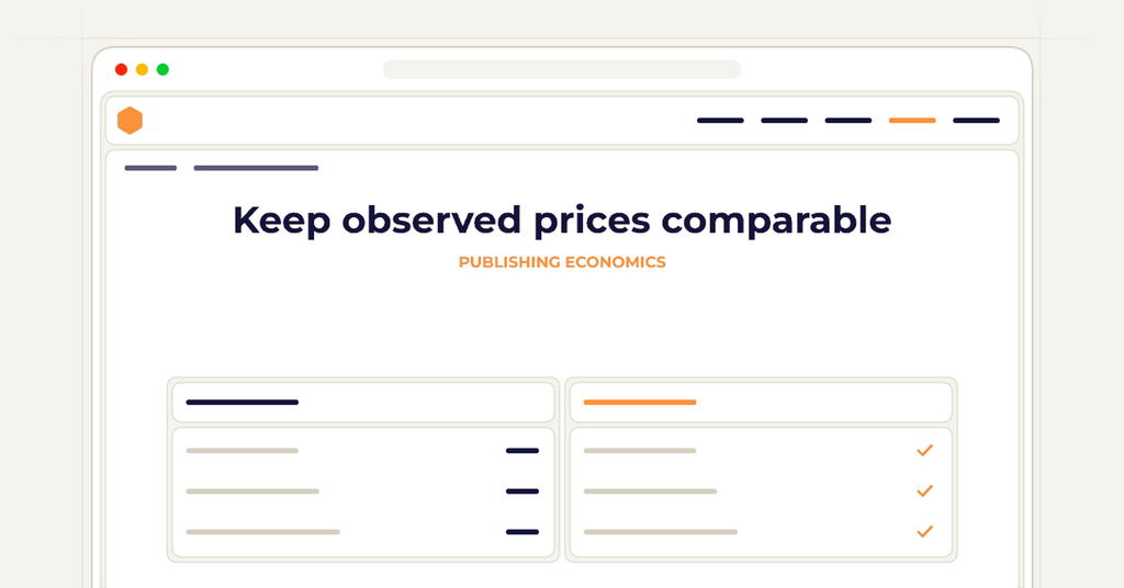 Symbolic review checklist for keep observed prices comparable
