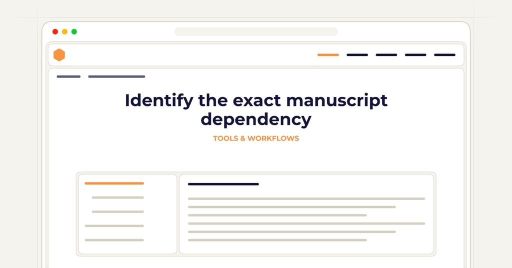 Symbolic publishing workflow for identify the exact manuscript dependency