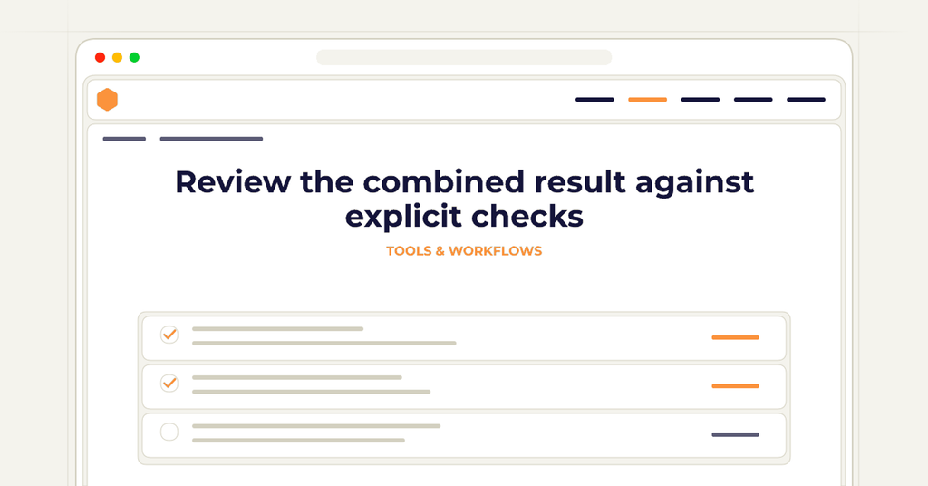 Symbolic review checklist for review the combined result against explicit checks