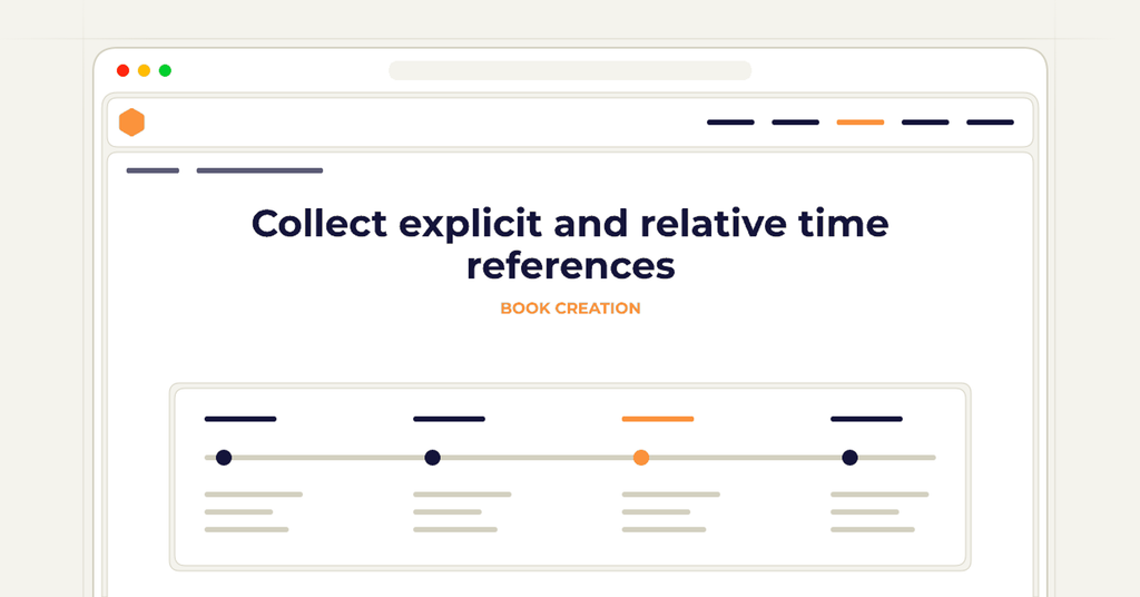 Symbolic publishing workflow for collect explicit and relative time references