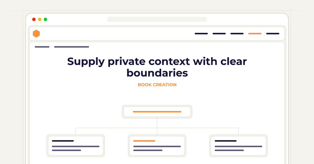 Symbolic publishing workflow for supply private context with clear boundaries