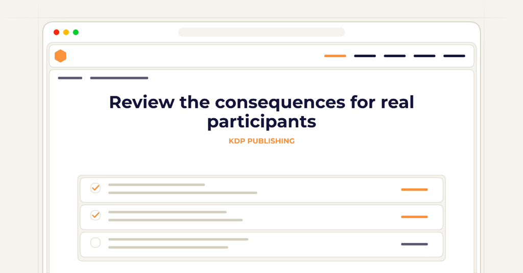 Symbolic review checklist for review the consequences for real participants