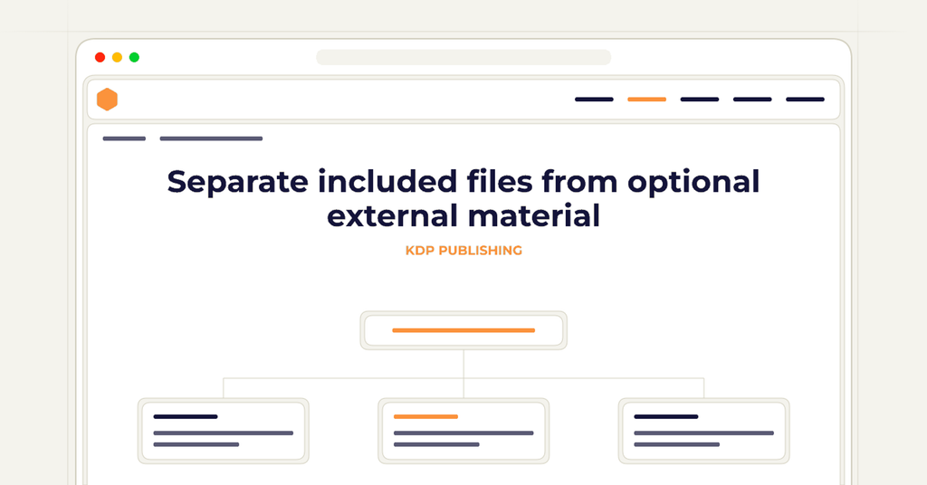 Symbolic review checklist for separate included files from optional external material