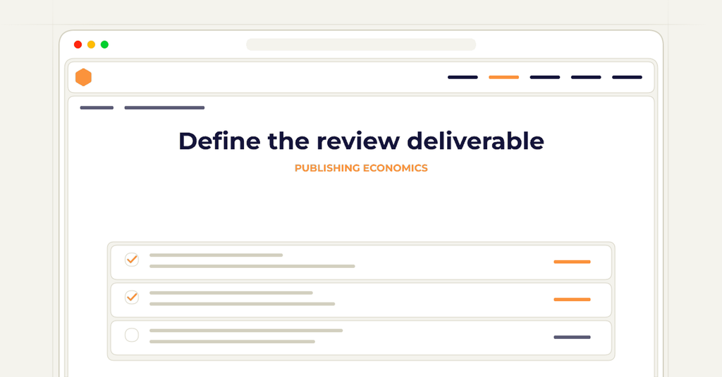 Symbolic publishing workflow for define the review deliverable