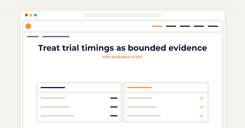 Symbolic review checklist for treat trial timings as bounded evidence