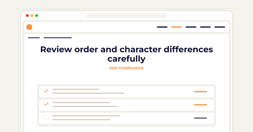 Symbolic review checklist for review order and character differences carefully