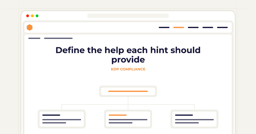 Symbolic publishing workflow for define the help each hint should provide