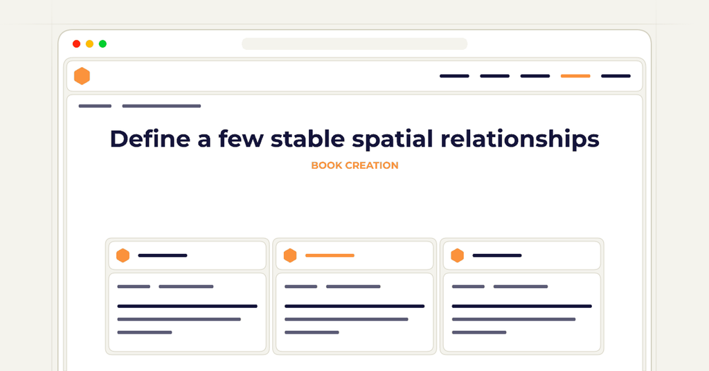 Symbolic publishing workflow for define a few stable spatial relationships