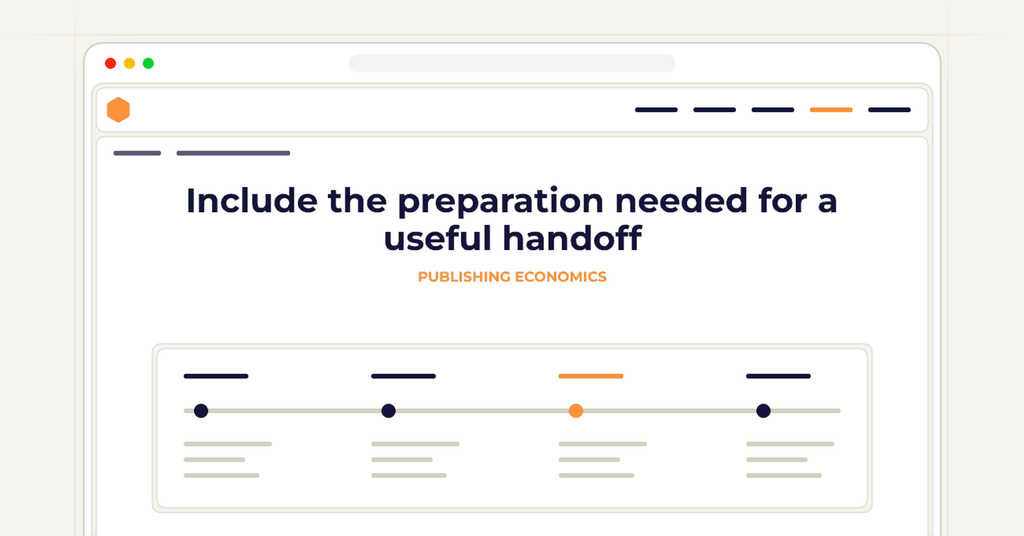Symbolic publishing workflow for include the preparation needed for a useful handoff