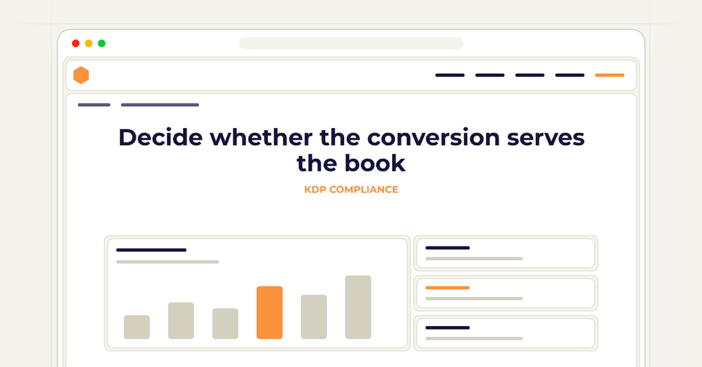 Symbolic publishing workflow for decide whether the conversion serves the book