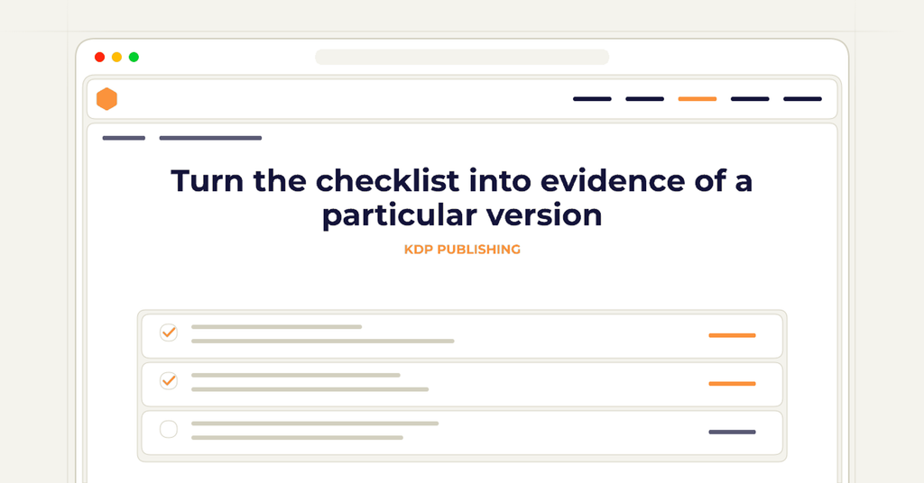 Symbolic review checklist for turn the checklist into evidence of a particular version