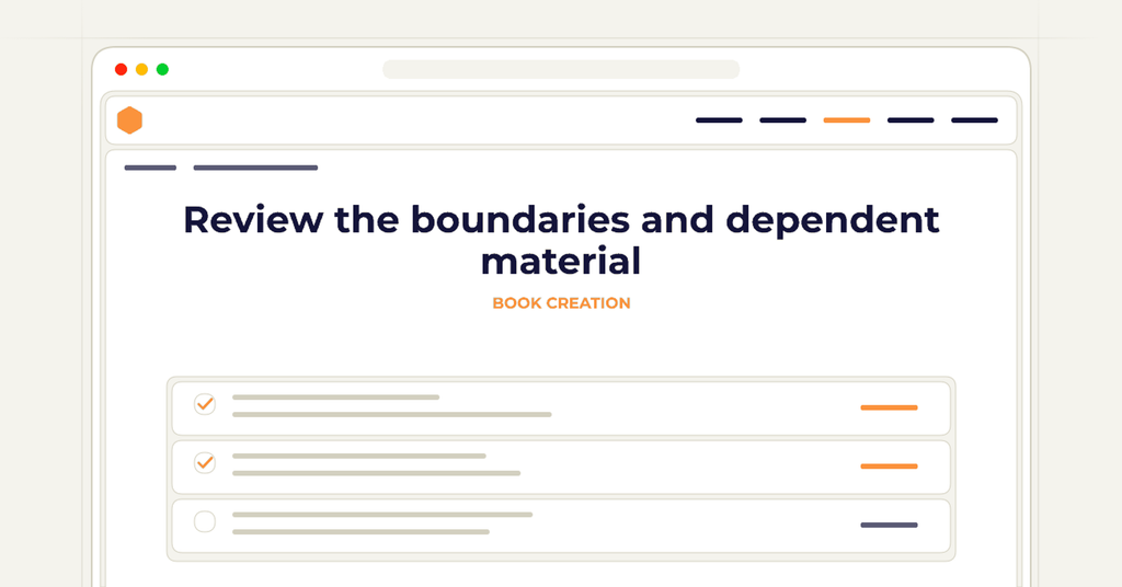 Symbolic review checklist for review the boundaries and dependent material