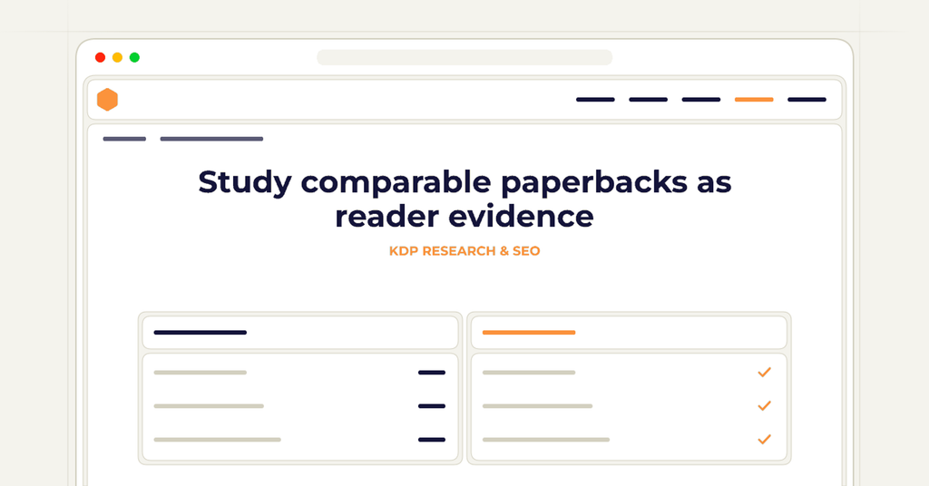 Symbolic publishing workflow for study comparable paperbacks as reader evidence