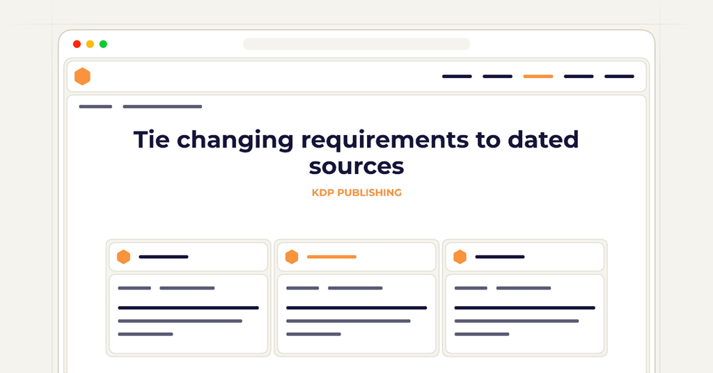 Symbolic review checklist for tie changing requirements to dated sources
