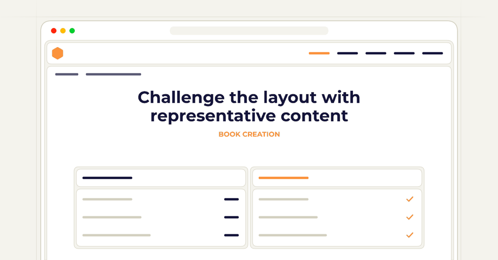 Symbolic review checklist for challenge the layout with representative content