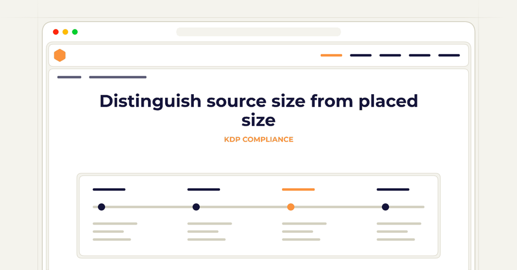 Symbolic publishing workflow for distinguish source size from placed size