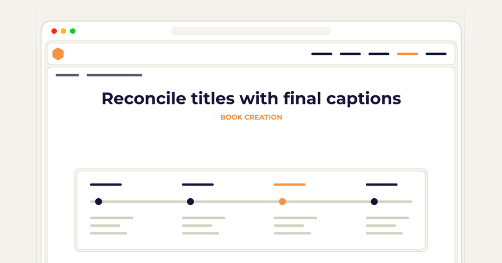 Symbolic review checklist for reconcile titles with final captions