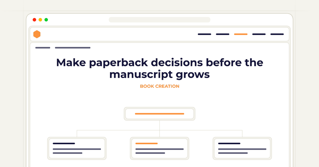 Symbolic publishing workflow for make paperback decisions before the manuscript grows