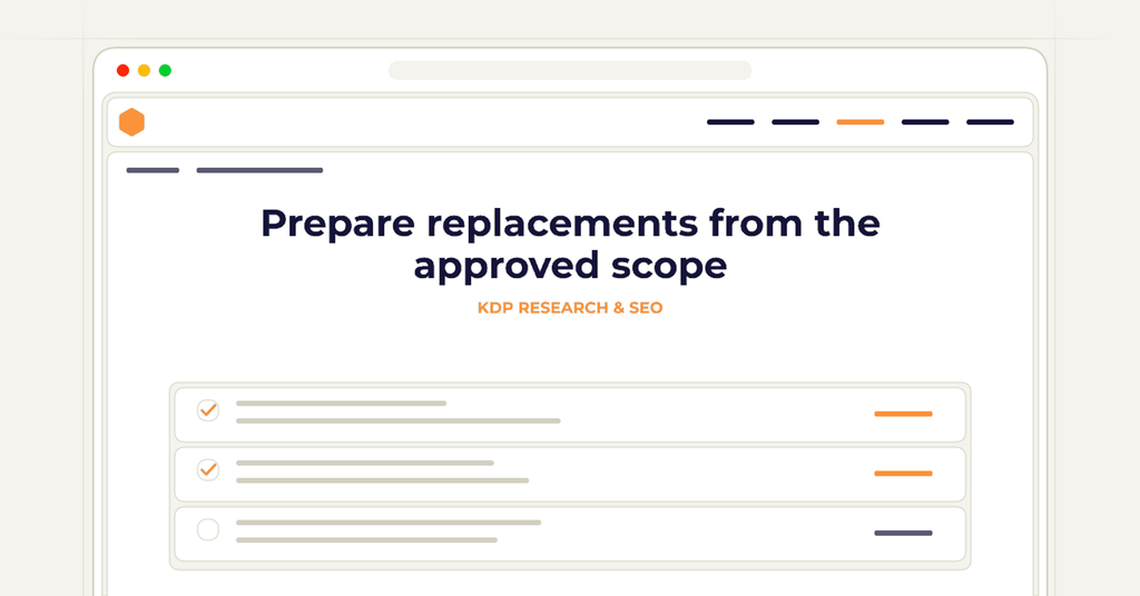 Symbolic review checklist for prepare replacements from the approved scope
