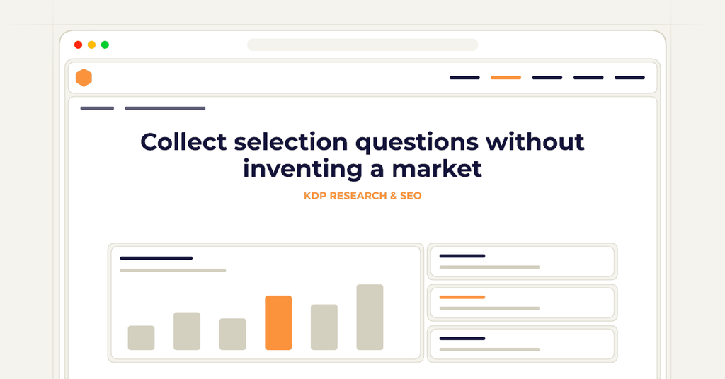 Symbolic publishing workflow for collect selection questions without inventing a market