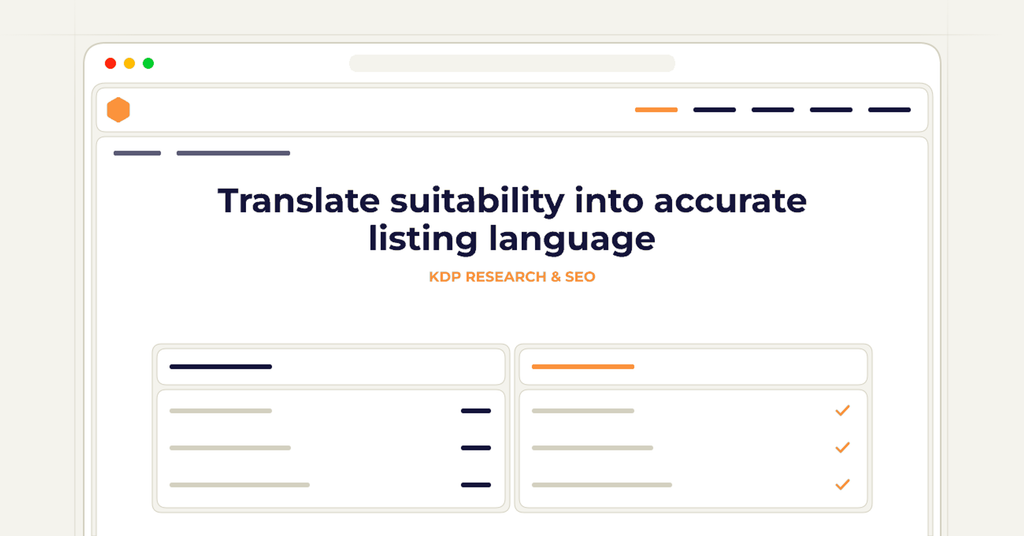 Symbolic review checklist for translate suitability into accurate listing language