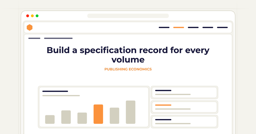 Symbolic publishing workflow for build a specification record for every volume