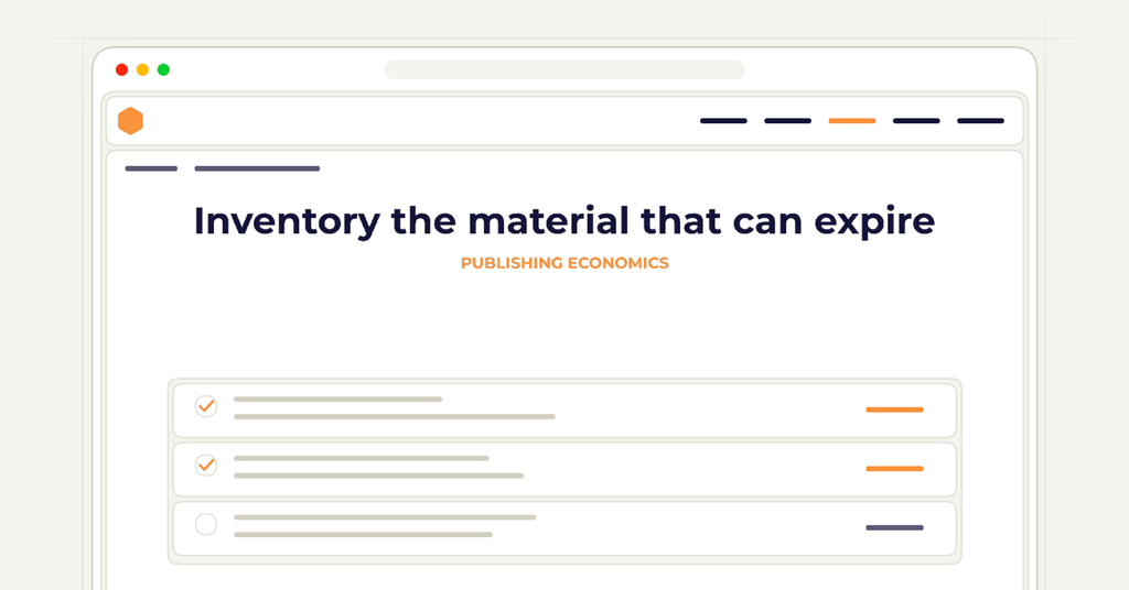 Symbolic publishing workflow for inventory the material that can expire