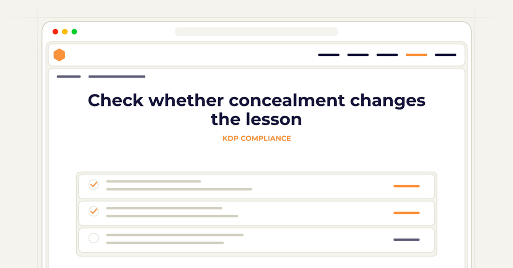 Symbolic review checklist for check whether concealment changes the lesson