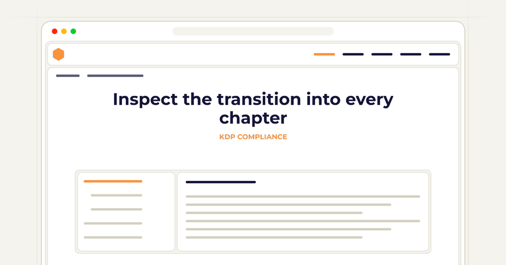 Symbolic publishing workflow for inspect the transition into every chapter