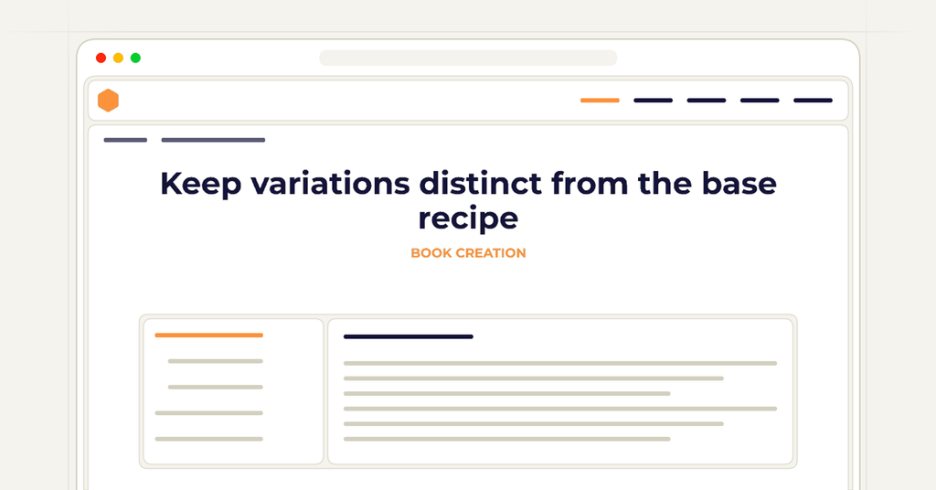 Symbolic review checklist for keep variations distinct from the base recipe