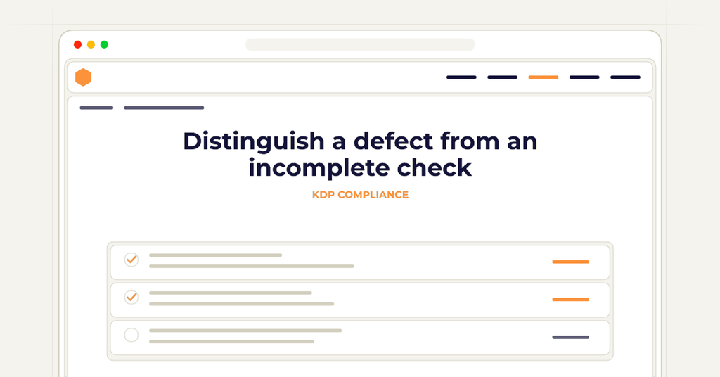 Symbolic publishing workflow for distinguish a defect from an incomplete check