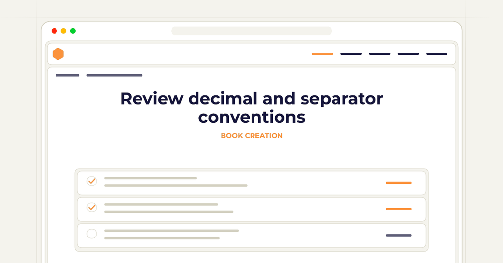 Symbolic review checklist for review decimal and separator conventions