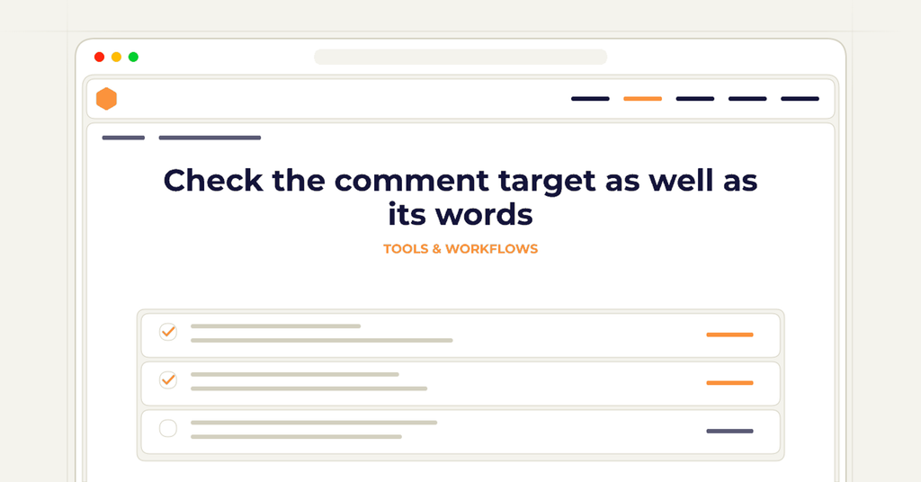 Symbolic publishing workflow for check the comment target as well as its words