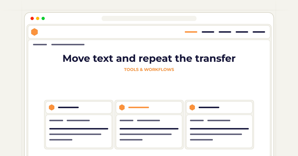 Symbolic review checklist for move text and repeat the transfer