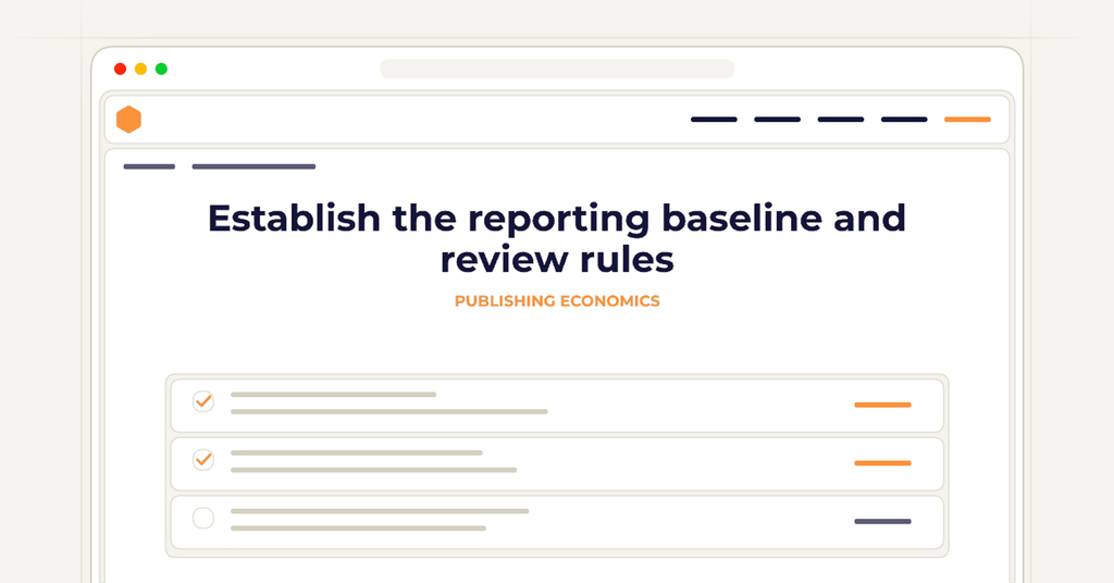 Symbolic review checklist for establish the reporting baseline and review rules