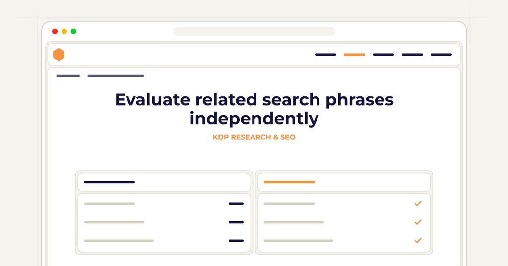 Symbolic review checklist for evaluate related search phrases independently