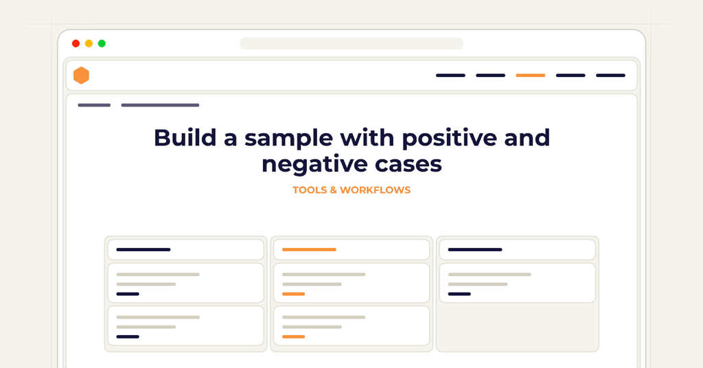 Symbolic publishing workflow for build a sample with positive and negative cases