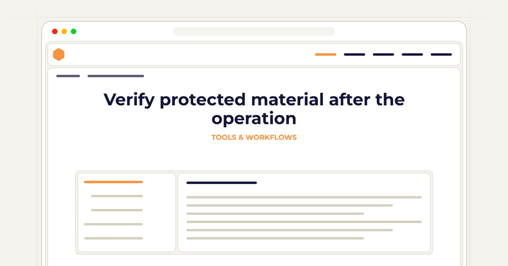 Symbolic review checklist for verify protected material after the operation