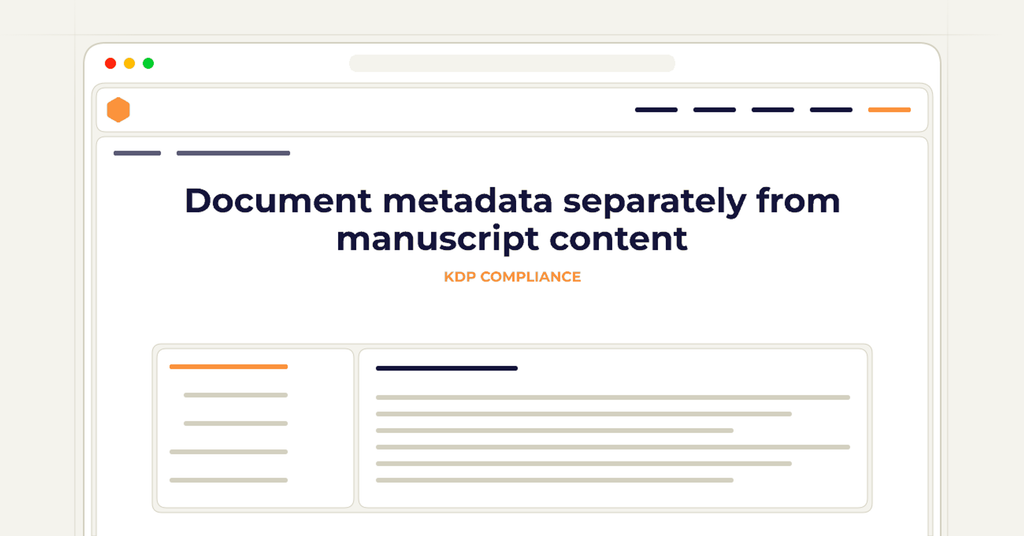 Symbolic review checklist for document metadata separately from manuscript content