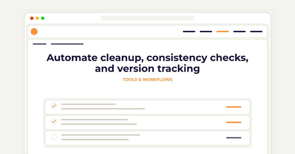 Symbolic publishing workflow for automate cleanup, consistency checks, and version tracking