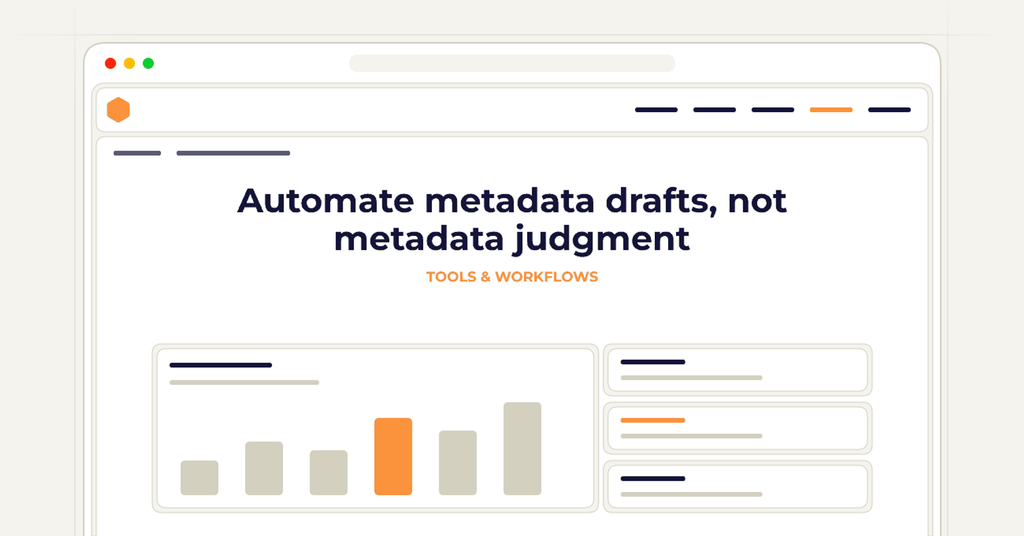 Symbolic review checklist for automate metadata drafts, not metadata judgment