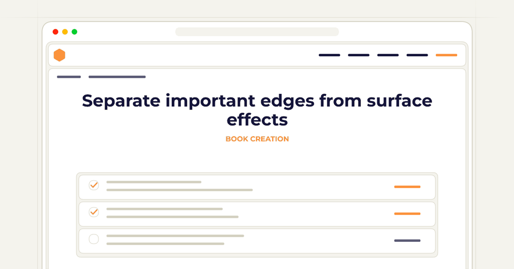 Symbolic publishing workflow for separate important edges from surface effects