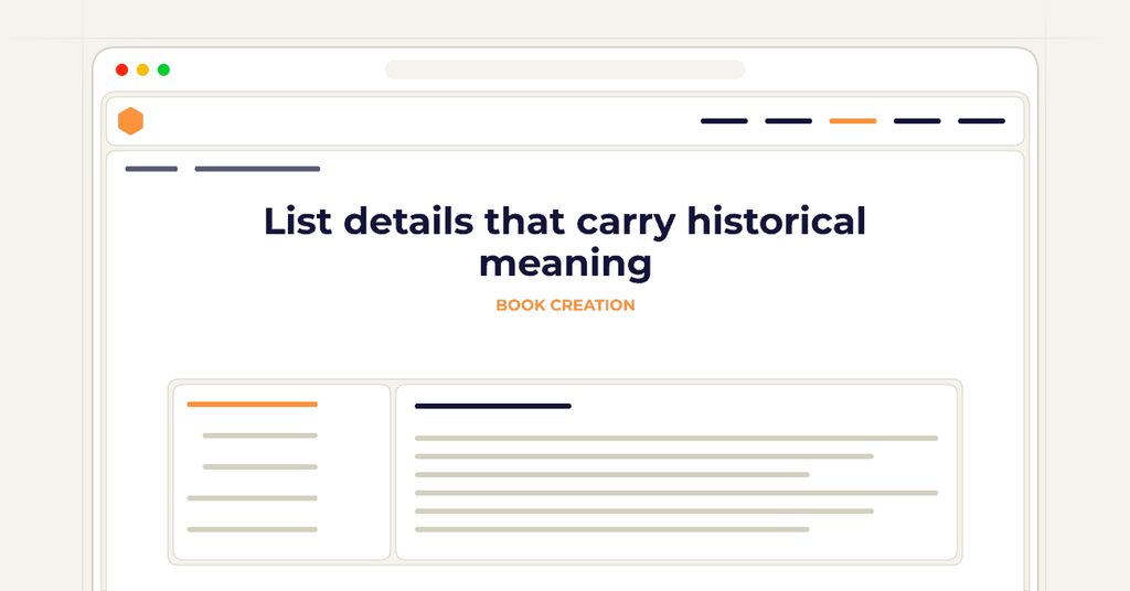 Symbolic publishing workflow for list details that carry historical meaning