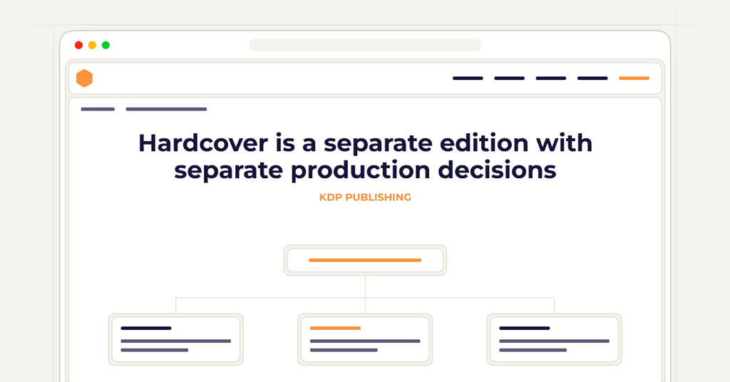 Symbolic publishing workflow for hardcover is a separate edition with separate production decisions