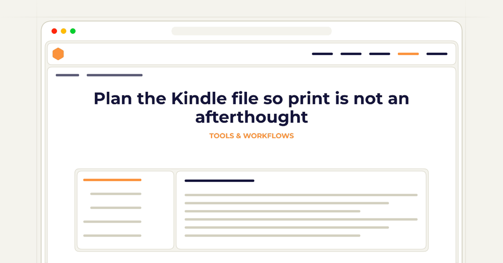 Symbolic review checklist for plan the kindle file so print is not an afterthought